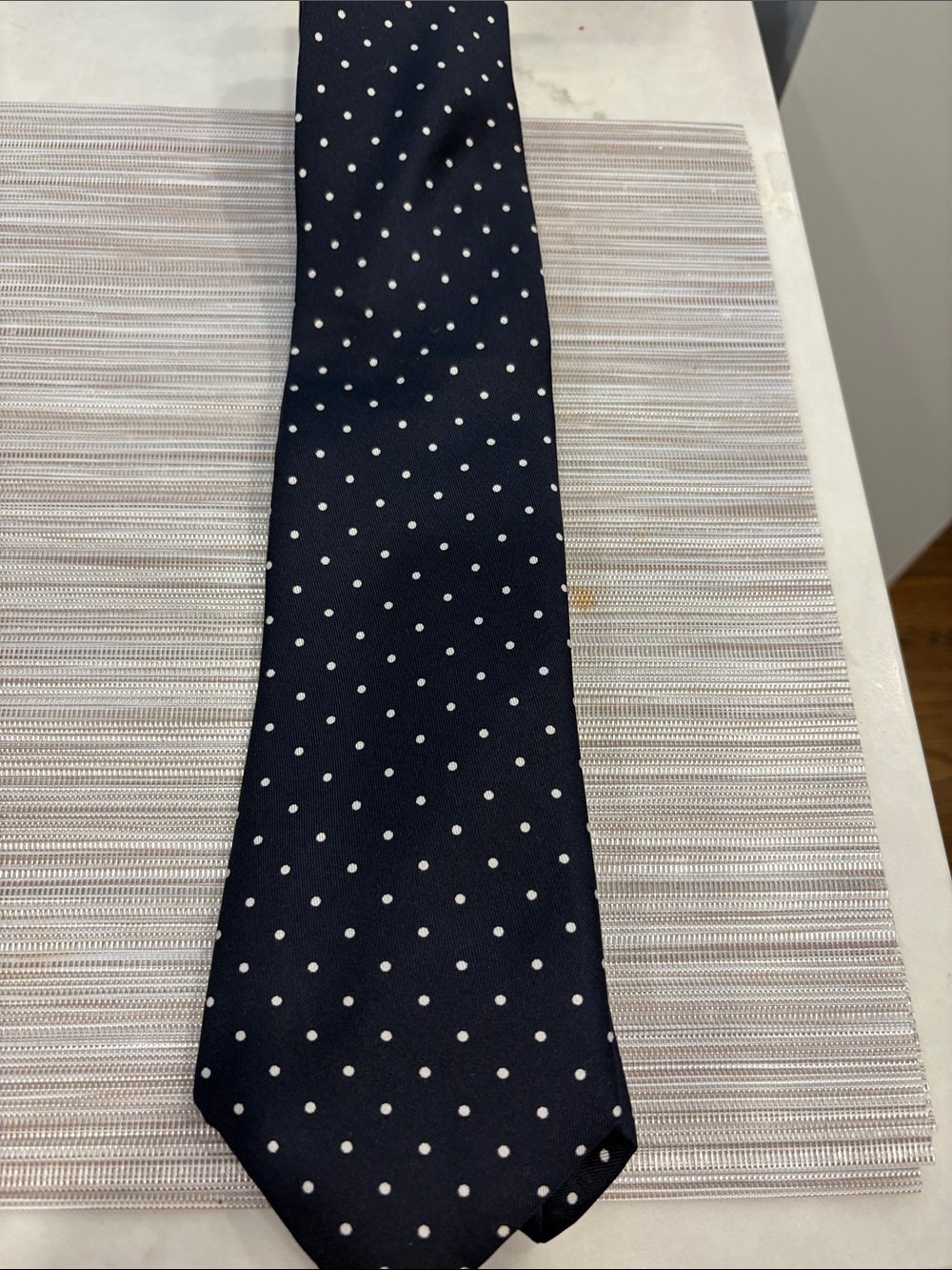 Navy Blue Polka Dot Silk Tie